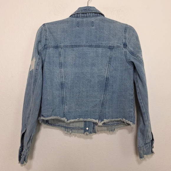 Cupcakes & Cashmere Grunge Affleck Embroidered Stars Frayed Denim Jacket Size S - Picture 4 of 12